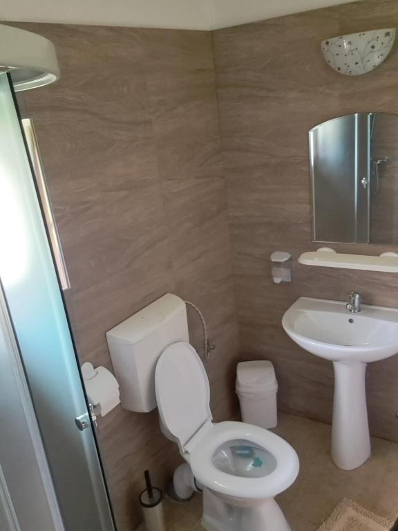 Baie privată cu duș, lavoar și oglindă